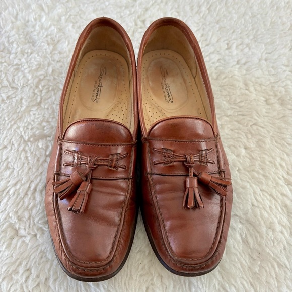 Santoni Chestnut Leather Tassel Loafers size 9 D main image 12